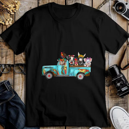 Best Farmer Life Shirt, Funny Farmer UnisexT-Shirt/Hoodie/Sweatshirt HLT00 - Farm Pickup Truck with Farm Animals Farmer_s Wife Cow Girl T-Shirt