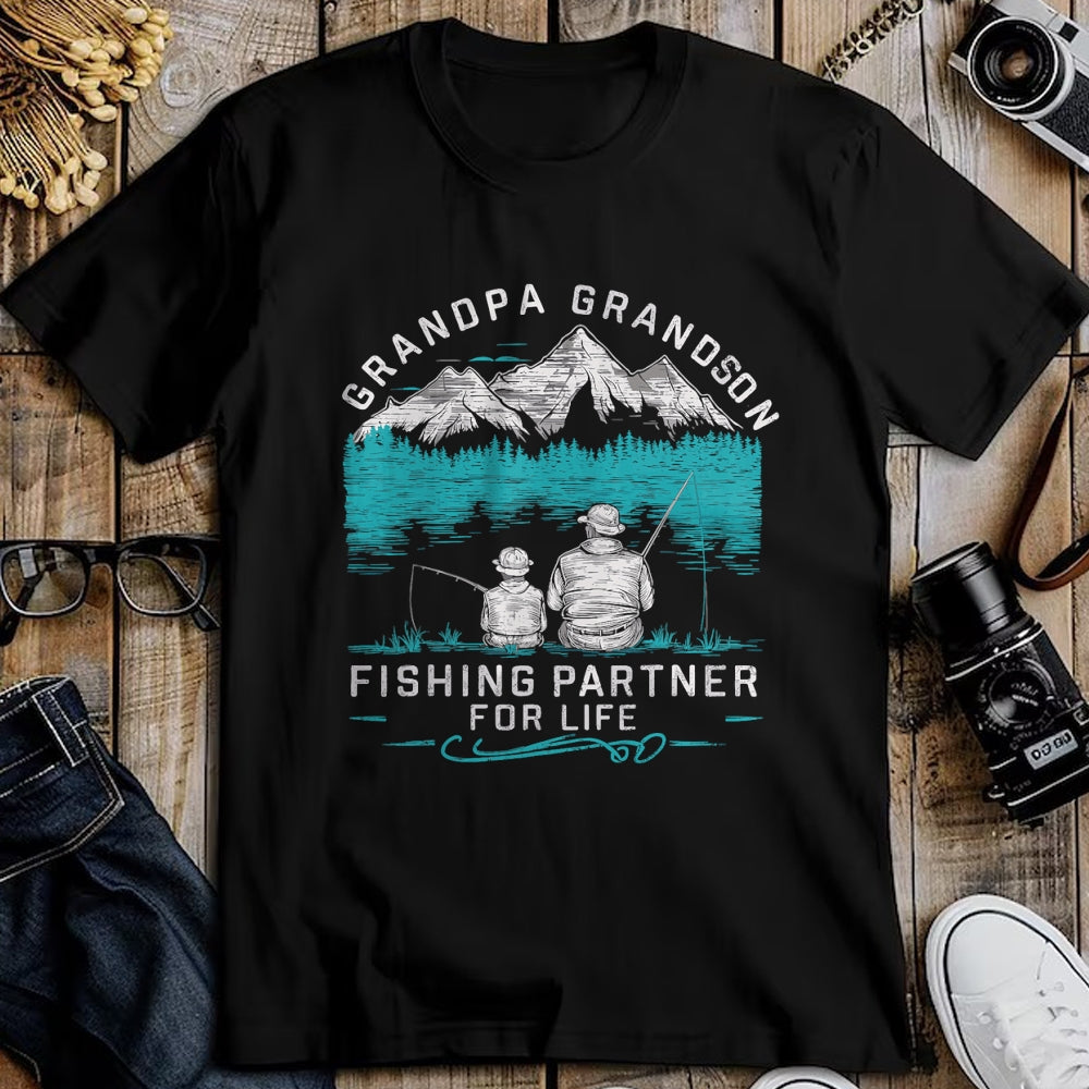 Best Grandpa Shirt, Proud Grandpa Unisex T-Shirt/Hoodie/Sweatshirt HLT00 - Grandpa Grandson Fishing Partner For Life T-Shirt