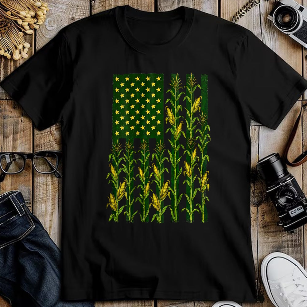 Best Farmer Life Shirt, Funny Farmer UnisexT-Shirt/Hoodie/Sweatshirt HLT00 - (Back) Vintage Corn American Flag Patriotic Farmer Farm Flag T-Shirt