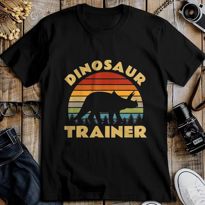 Best Dinosaur Lover Shirt, Funny Dinosaur UnisexT-Shirt/Hoodie/Sweatshirt HLT00 - Dinosaur Trainer Halloween Costume Retro Sunset Dino Outline T-Shirt, Men, Black, 3X-Large
