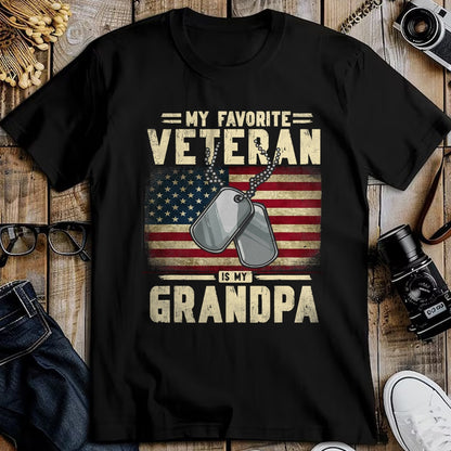 Best Grandpa Shirt, Proud Grandpa Unisex T-Shirt/Hoodie/Sweatshirt HLT00 - Father's Day Veteran Day My Favorite Veteran Is My Grandpa T-Shirt