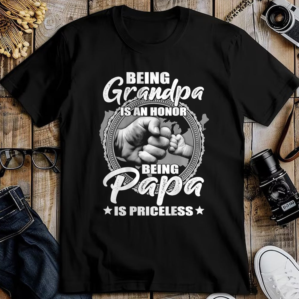 Best Grandpa Shirt, Proud Grandpa Unisex T-Shirt/Hoodie/Sweatshirt HLT00 -Being Grandpa Is An Honor Being PaPa is Priceless (on back) T-Shirt (1)