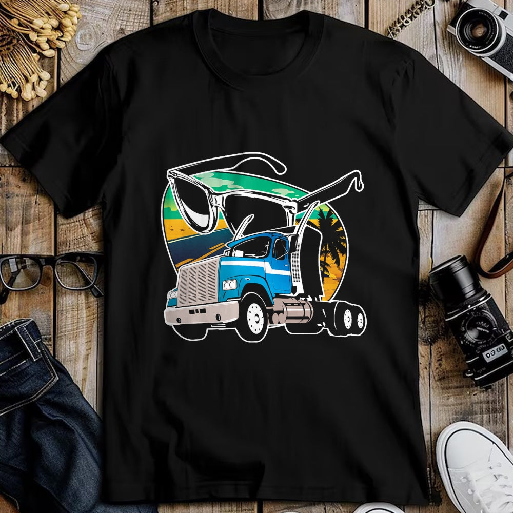 Best Truck Driver Life Shirt, Funny Trucker UnisexT-Shirt/Hoodie/Sweatshirt HLT00 - Truck Driver Peaceful Asphalt Road Trucker Glasses T-Shirt