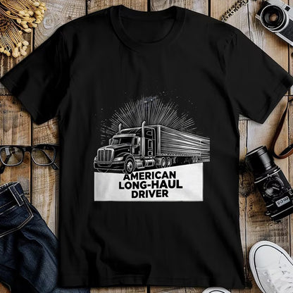 Best Truck Driver Life Shirt, Funny Trucker UnisexT-Shirt/Hoodie/Sweatshirt HLT00 - American Long-Haul Driver Patriotic Semi Truck Driver T-Shirt, Men, Heather Blue, Large