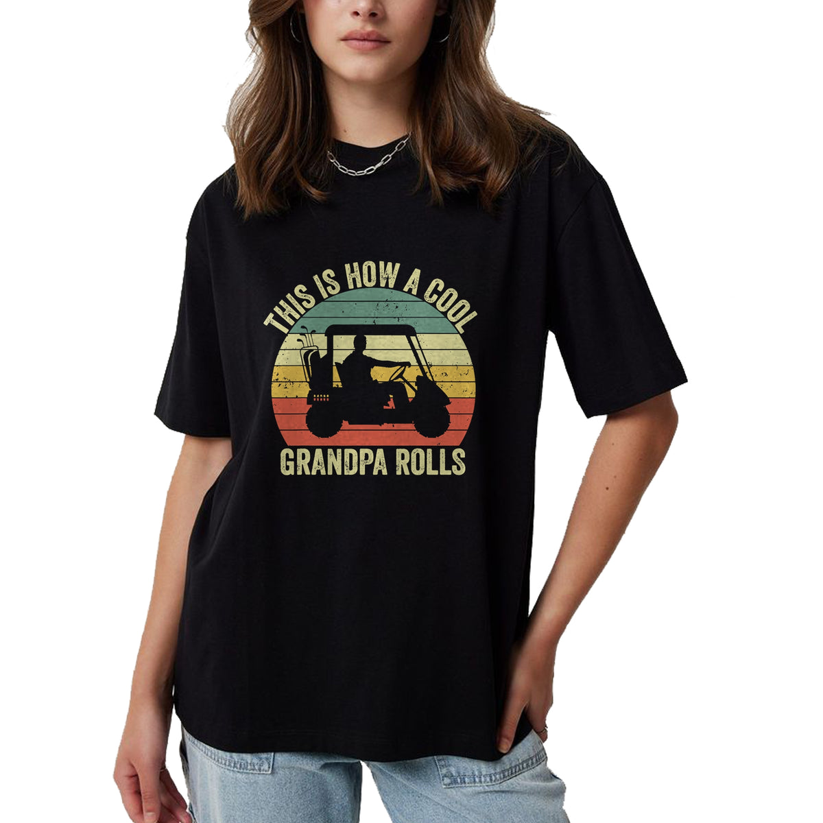Best Grandpa Shirt, Proud Grandpa Unisex T-Shirt/Hoodie/Sweatshirt HLT00 - This Is How A Cool Grandpa Rolls Vintage Golf Dad Grandpa T-Shirt