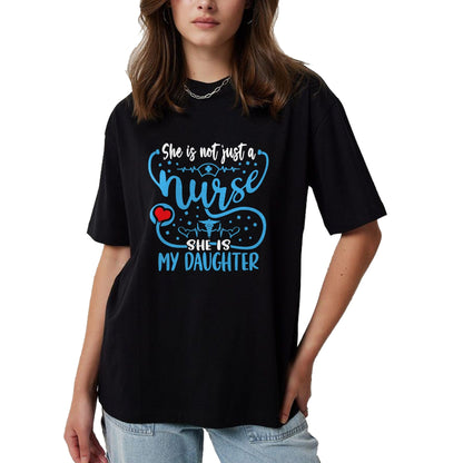 Funny Nurse Shirt, Nurse Unisex T-Shirt/Hoodie/Sweatshirt HLT00 - My Daughter Is A Nurse Proud Nurse's Mom Dad RN LPN Family T-Shirt (2)