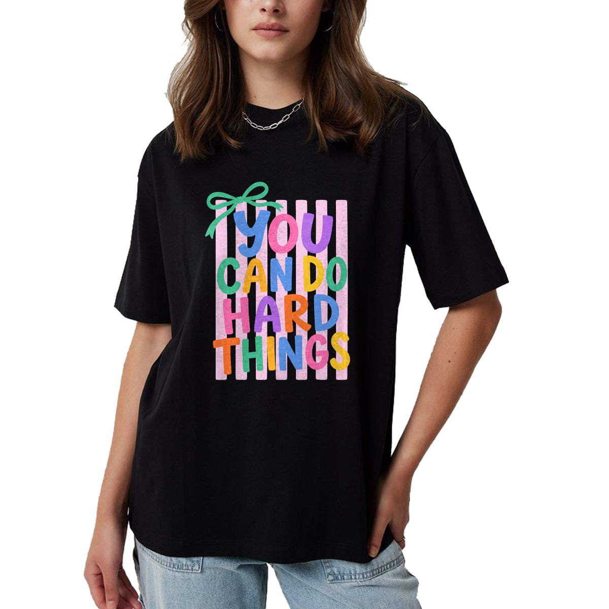Best Teacher Shirt, Funny Teacher UnisexT-Shirt/Hoodie/Sweatshirt HLT00 - Striped You Can Do Hard Things Motivational Teacher T-Shirt