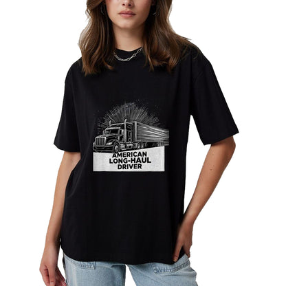 Best Truck Driver Life Shirt, Funny Trucker UnisexT-Shirt/Hoodie/Sweatshirt HLT00 - American Long-Haul Driver Patriotic Semi Truck Driver T-Shirt, Men, Heather Blue, Large