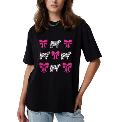 Best Farmer Life Shirt, Funny Farmer UnisexT-Shirt/Hoodie/Sweatshirt HLT00 - Show Steer Girl Cheetah Bows T-Shirt
