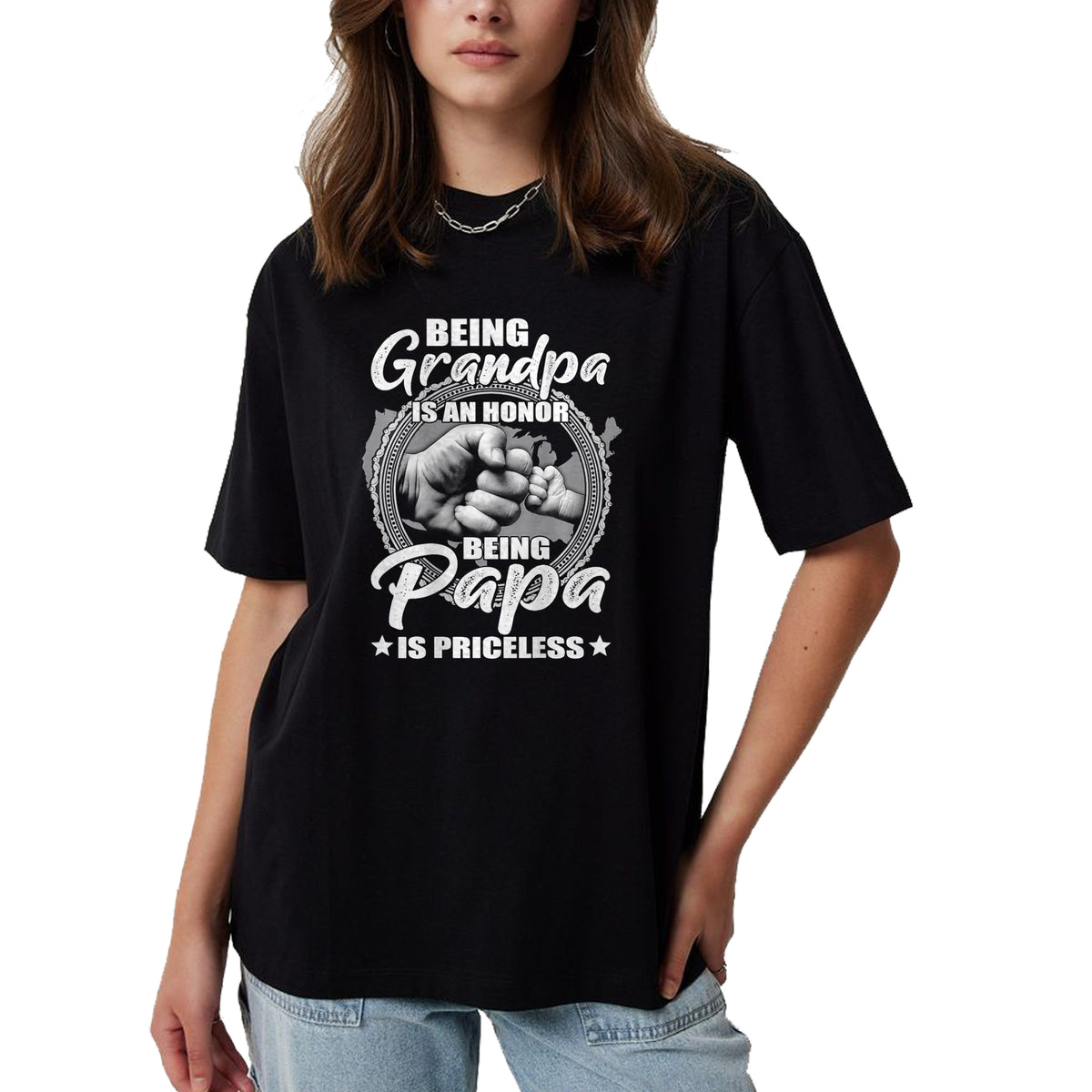 Best Grandpa Shirt, Proud Grandpa Unisex T-Shirt/Hoodie/Sweatshirt HLT00 -Being Grandpa Is An Honor Being PaPa is Priceless (on back) T-Shirt (1)