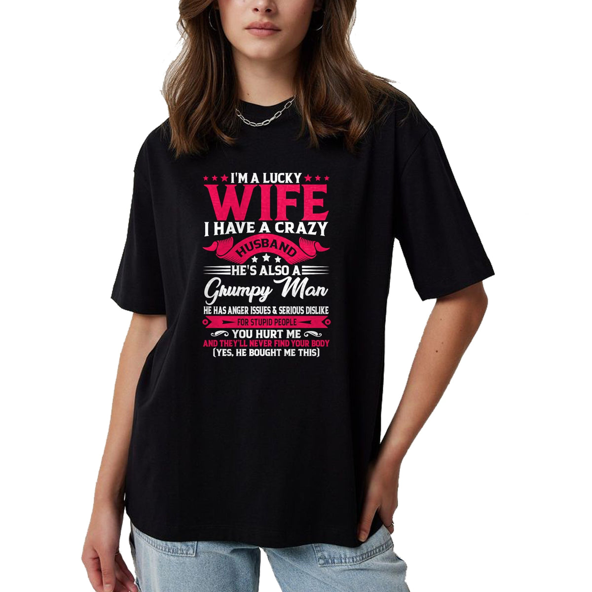Best Wife Shirt, Wife and Husband Unisex T-Shirt/Hoodie/Sweatshirt HLT00 - Gift for wife T shirt, lucky wife   I'm A Lucky Wife I have A Husband Funny Family Humor Wife Pullov