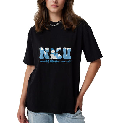 Funny Nurse Shirt, Nurse Unisex T-Shirt/Hoodie/Sweatshirt HLT00 - Winter NICU Nurse Xmas Snowman Neonatal Intensive Care Unit T-Shirt