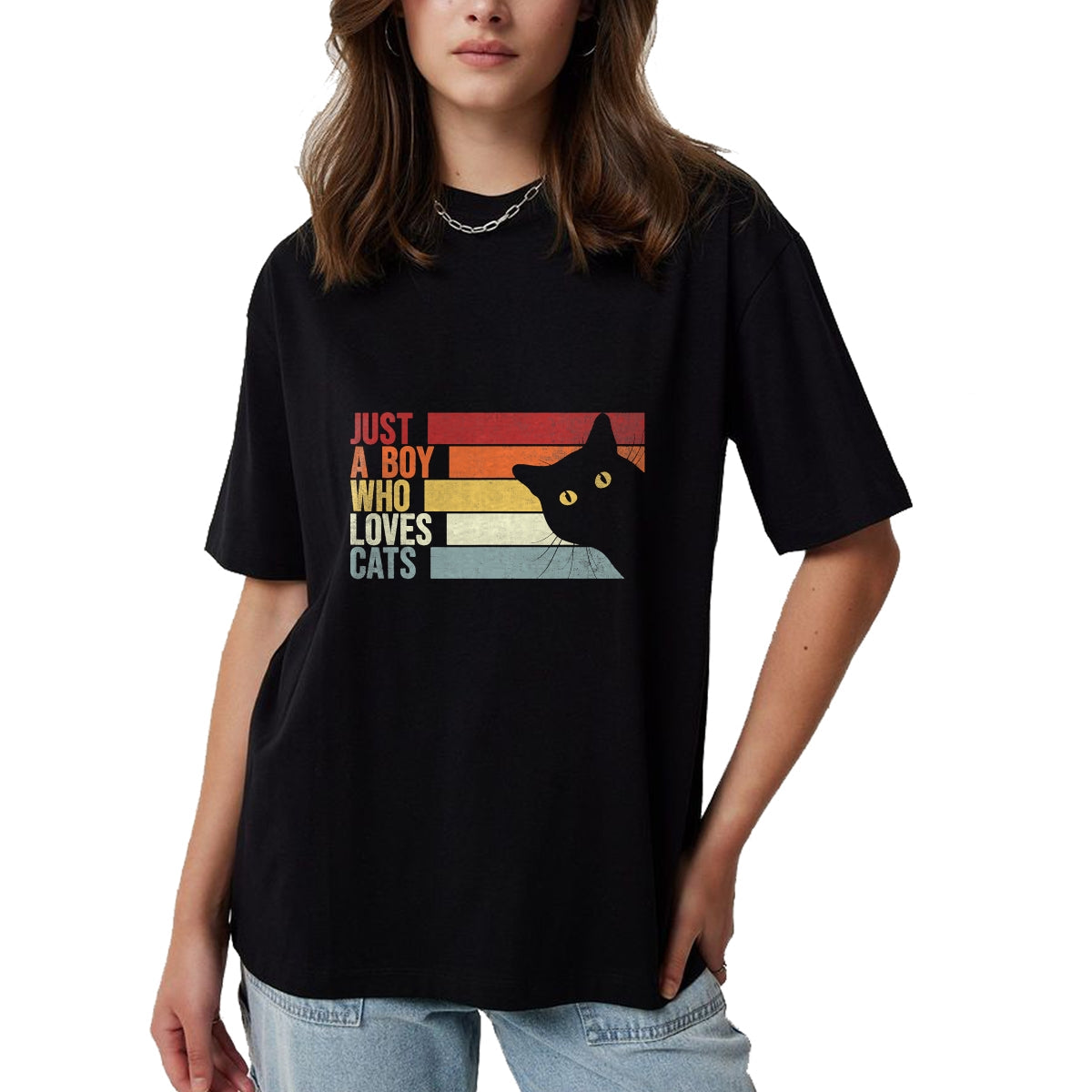 Cat Love Shirt, Funny Cat Lover Gift UnisexT-Shirt/Hoodie/Sweatshirt HLT00 - Just A Boy Who Loves Cats. Funny Cats Lover T-Shirt