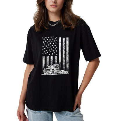 Best Truck Driver Life Shirt, Funny Trucker UnisexT-Shirt/Hoodie/Sweatshirt HLT00 - Truck Driver American Flag Trucker Vintage Men Women Gift T-Shirt Small