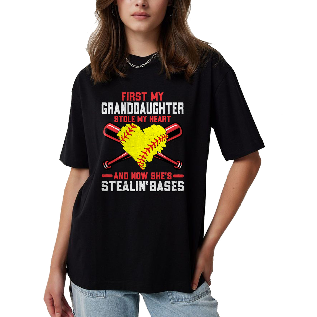 Best Grandpa Shirt, Proud Grandpa Unisex T-Shirt/Hoodie/Sweatshirt HLT00 - First My Granddaughter Stole My Heart - Softball Grandpa T-Shirt