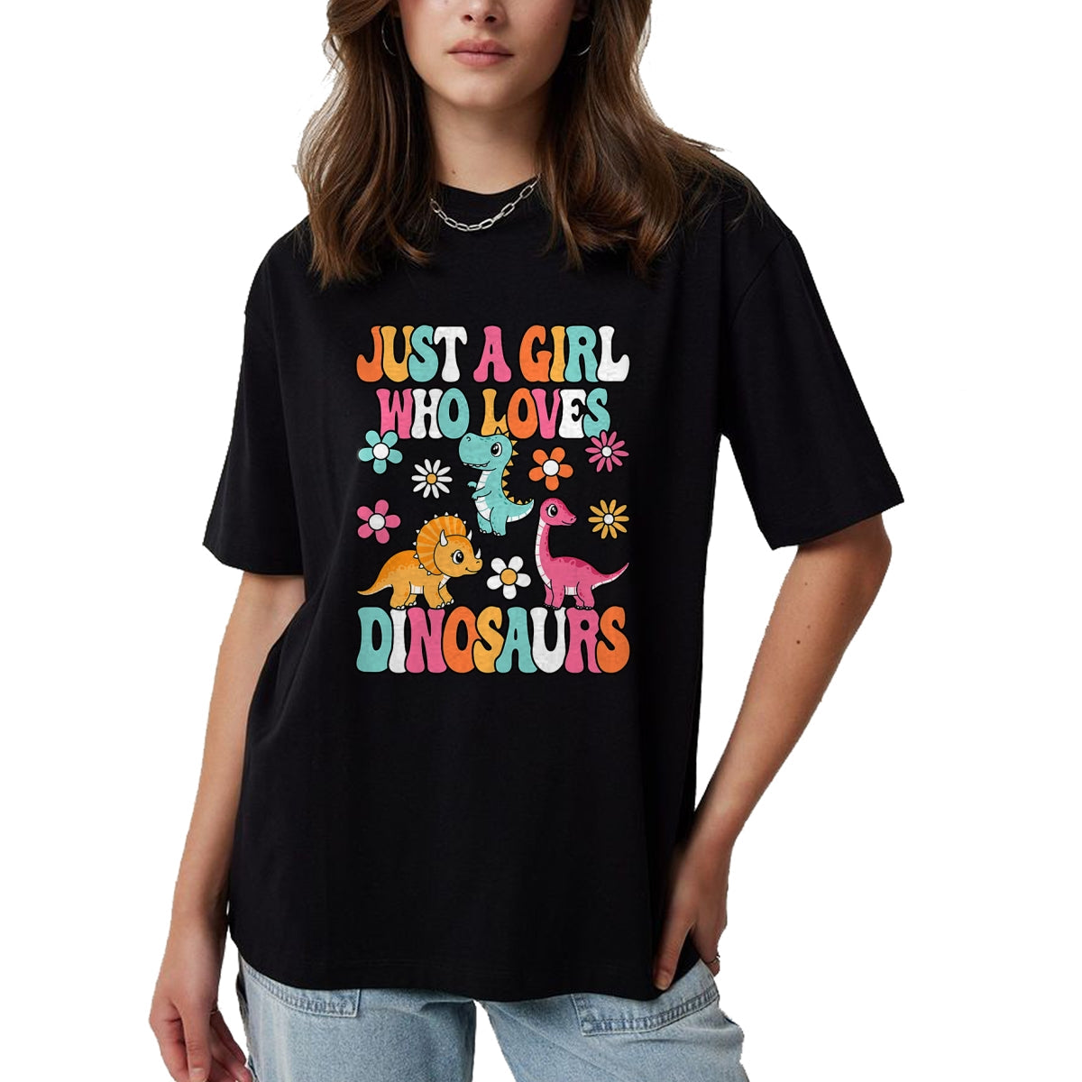 Best Dinosaur Lover Shirt, Funny Dinosaur UnisexT-Shirt/Hoodie/Sweatshirt HLT00 - Just A Girl Who Loves Dinosaurs Cute Groovy Dino Lover Kids T-Shirt