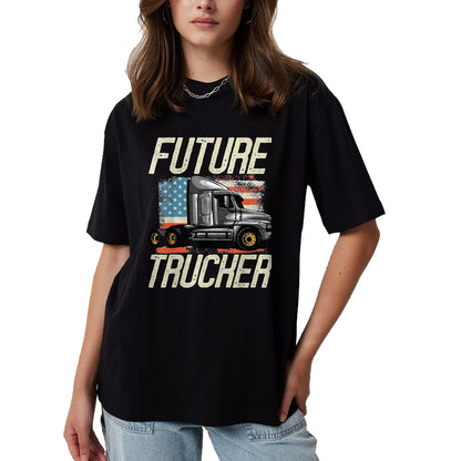 Best Truck Driver Life Shirt, Funny Trucker UnisexT-Shirt/Hoodie/Sweatshirt HLT00 - Future Trucker Truck Driver Semi Kids Son Daughter Clothing T-Shirt, Youth, Red, Small
