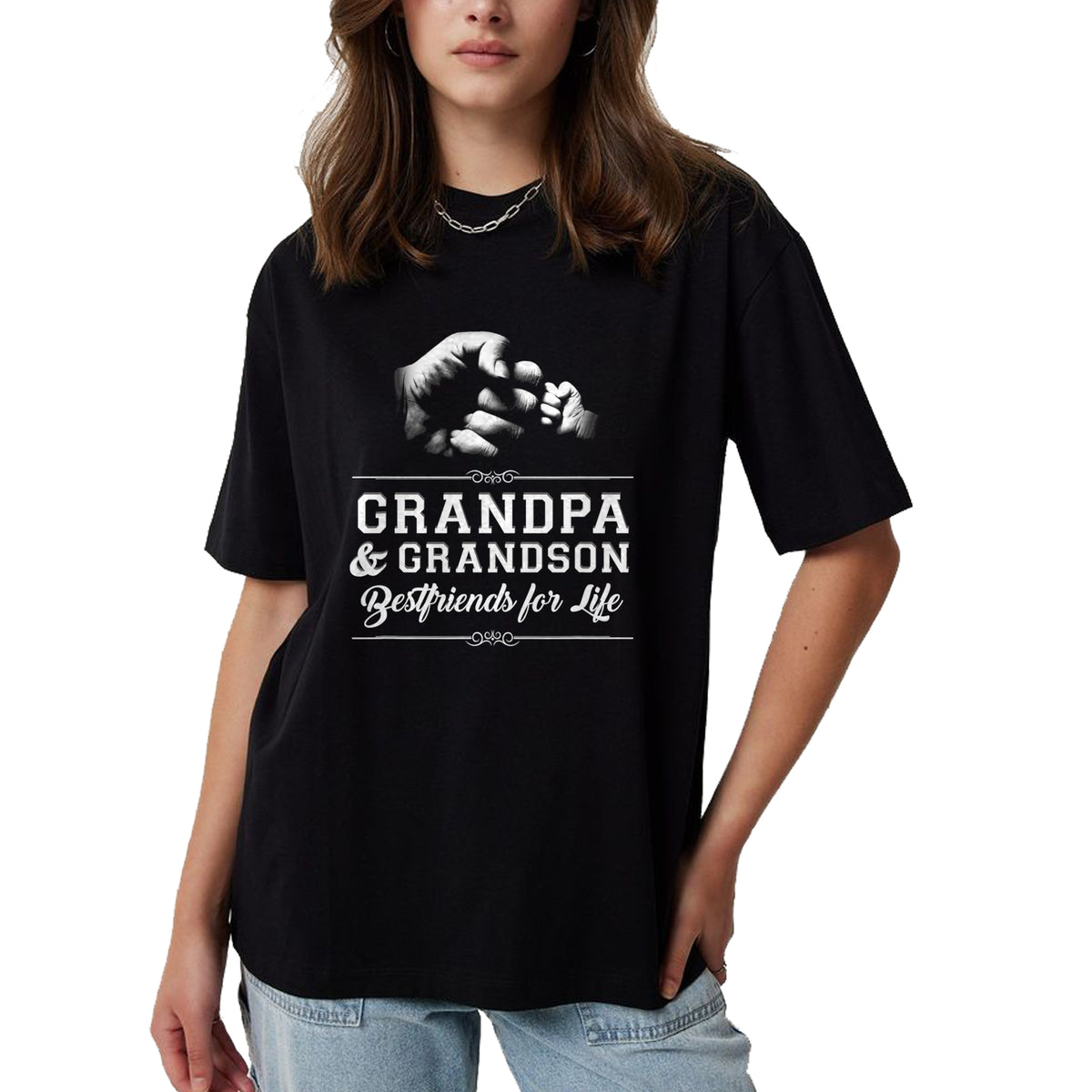 Best Grandpa Shirt, Proud Grandpa Unisex T-Shirt/Hoodie/Sweatshirt HLT00 - Grandfather Grandson Friends Fist Bump Shirt Grandpa Grandad T-Shirt