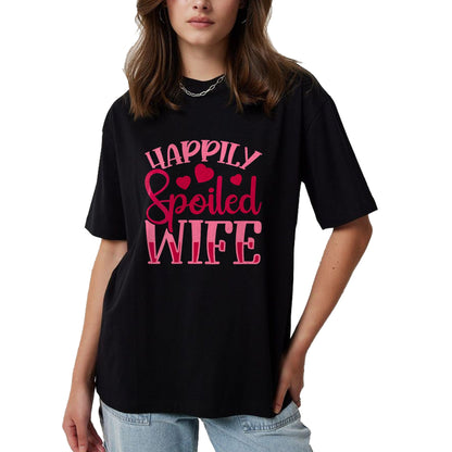 Best Wife Shirt, Wife and Husband Unisex T-Shirt/Hoodie/Sweatshirt HLT00 - Gift for wife T shirt, spoiled wife   Womens Funny Wife Happily Spoiled Wife V-Neck T-Shirt (5)