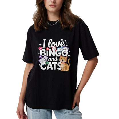 Cat Love Shirt, Funny Cat Lover Gift UnisexT-Shirt/Hoodie/Sweatshirt HLT00 - Cat Lover I Love Bingo And Cats Gambling Bingo Player Bingo Men Women T-Shirt