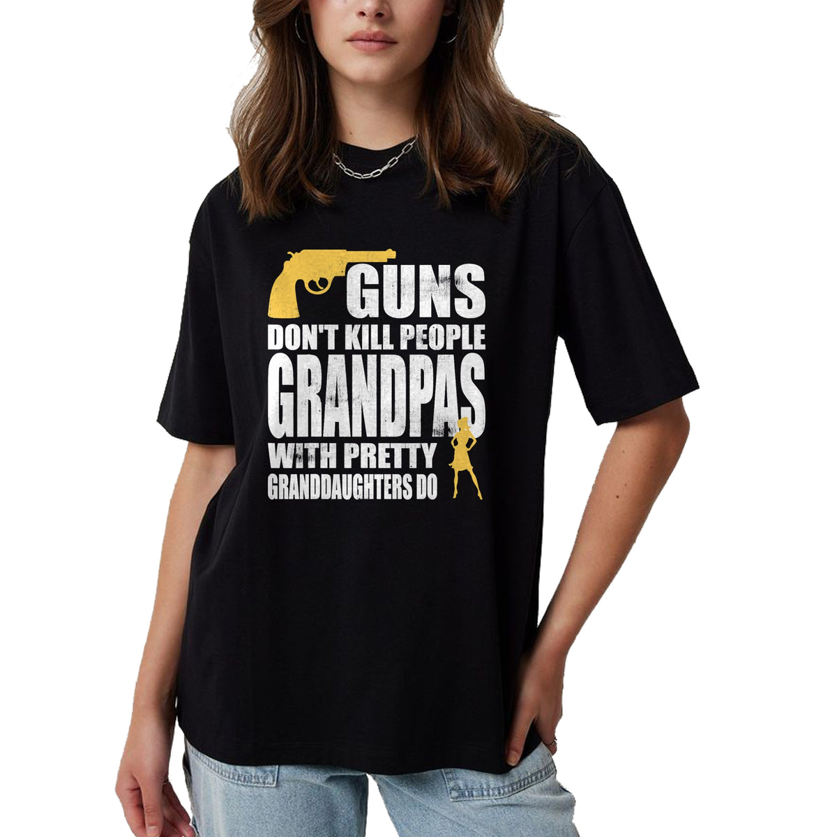 Best Grandpa Shirt, Proud Grandpa Unisex T-Shirt/Hoodie/Sweatshirt HLT00 - Guns don't Kill People Grandpas with Granddaughters Tshirt