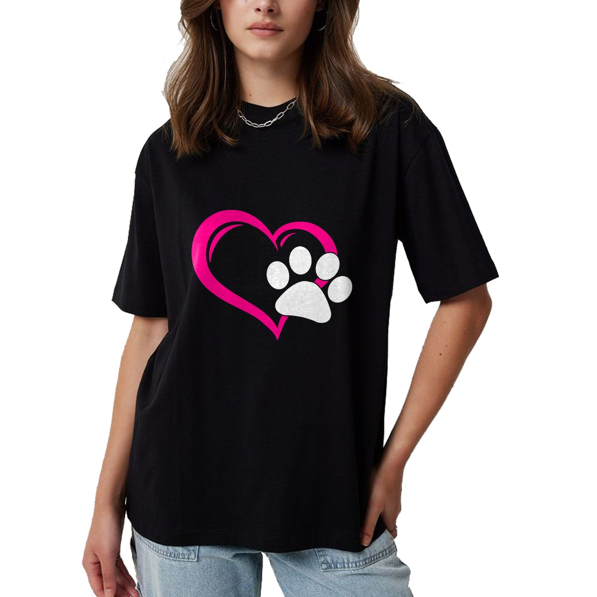 Cat Love Shirt, Funny Cat Lover Gift UnisexT-Shirt/Hoodie/Sweatshirt HLT00 - Cute I Love My Dog Puppy Cat Paw Heart T-Shirt (1)