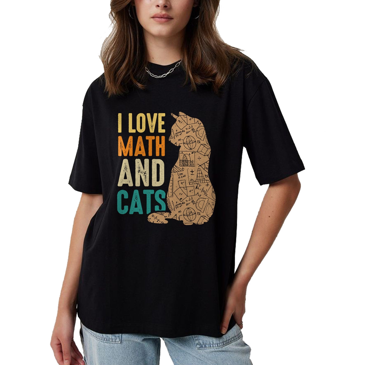 Cat Love Shirt, Funny Cat Lover Gift UnisexT-Shirt/Hoodie/Sweatshirt HLT00 - I Love Math And Cats Funny Cat Lover Math Teacher T-Shirt (1)