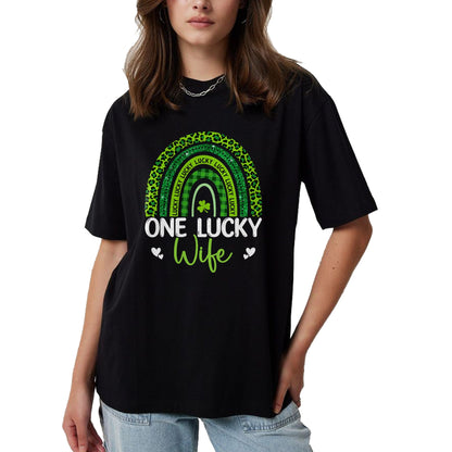 Best Wife Shirt, Wife and Husband Unisex T-Shirt/Hoodie/Sweatshirt HLT00 - Gift for wife T shirt, lucky wife   Womens One Lucky Wife Rainbow Leopard Saint Patrick's Day Tank T