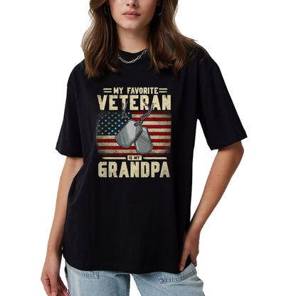 Best Grandpa Shirt, Proud Grandpa Unisex T-Shirt/Hoodie/Sweatshirt HLT00 - Father's Day Veteran Day My Favorite Veteran Is My Grandpa T-Shirt