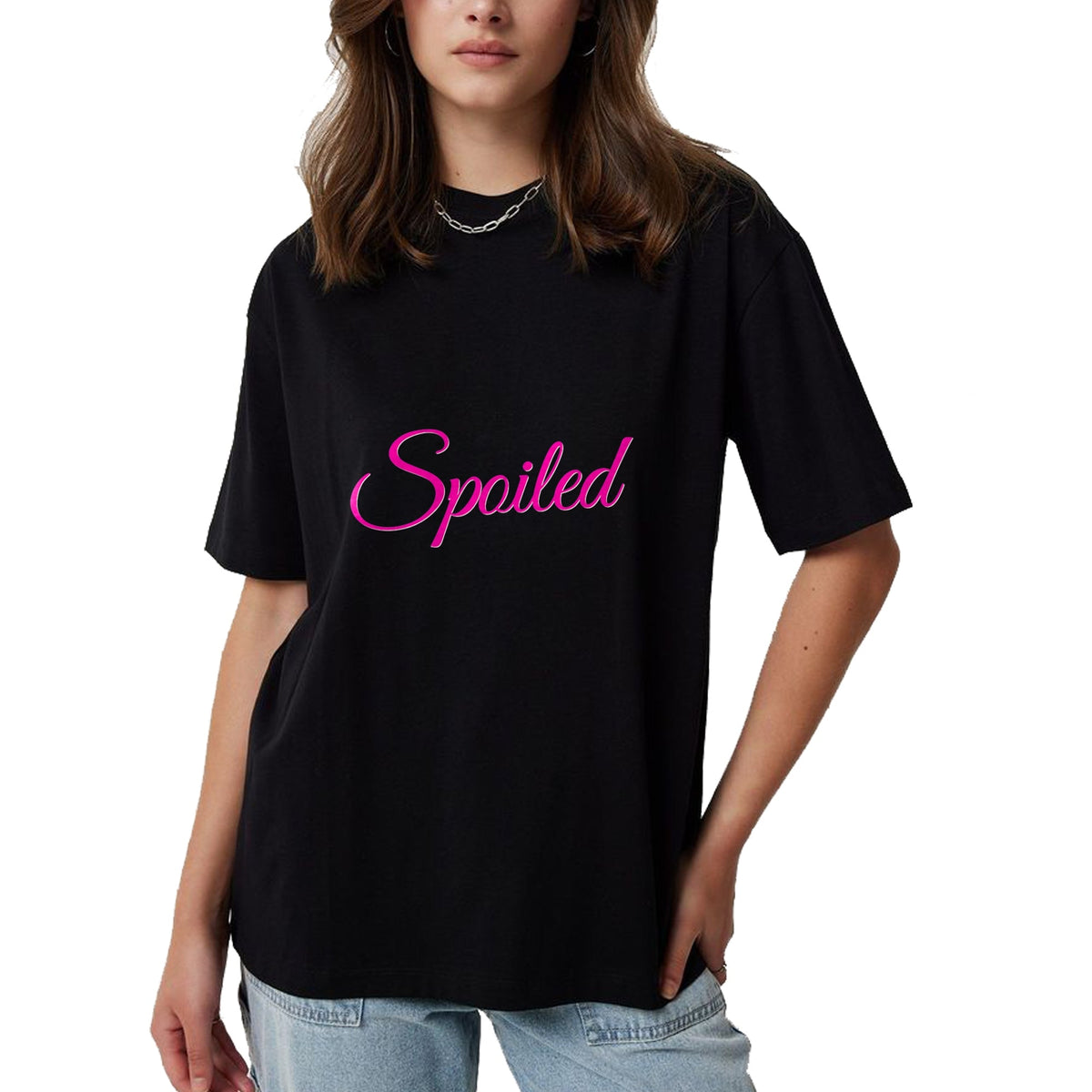 Best Wife Shirt, Wife and Husband Unisex T-Shirt/Hoodie/Sweatshirt HLT00 - Womens Spoiled - Pink Lettering T-Shirt