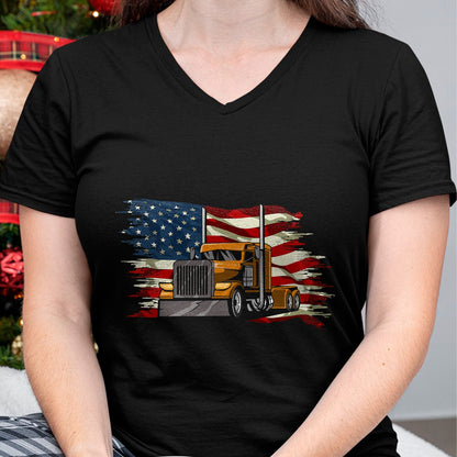 Best Truck Driver Life Shirt, Funny Trucker UnisexT-Shirt/Hoodie/Sweatshirt HLT00 - Semi-Trailer Truck Driver Big Rig Trucker American Flag T-Shirt