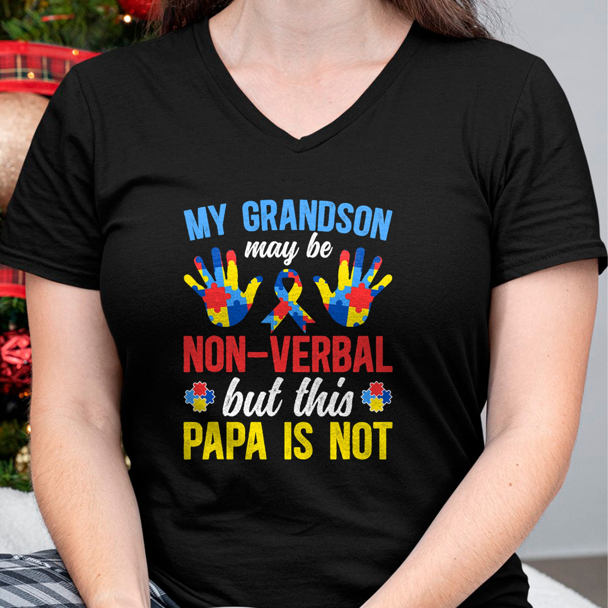 Best Grandpa Shirt, Proud Grandpa Unisex T-Shirt/Hoodie/Sweatshirt HLT00 - My Grandson Proud Autism Papa Autism Awareness For Papa T-Shirt