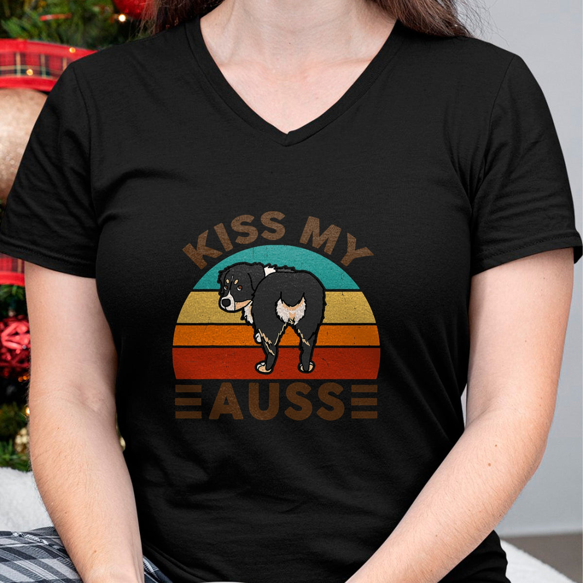 Dog Love Shirt, Dog Lover Gift T-Shirt/Hoodie/Sweatshirt HLT00 - Mini Australian Shepherd Kiss My Auss Funnny Dog Mom Dad T-Shirt