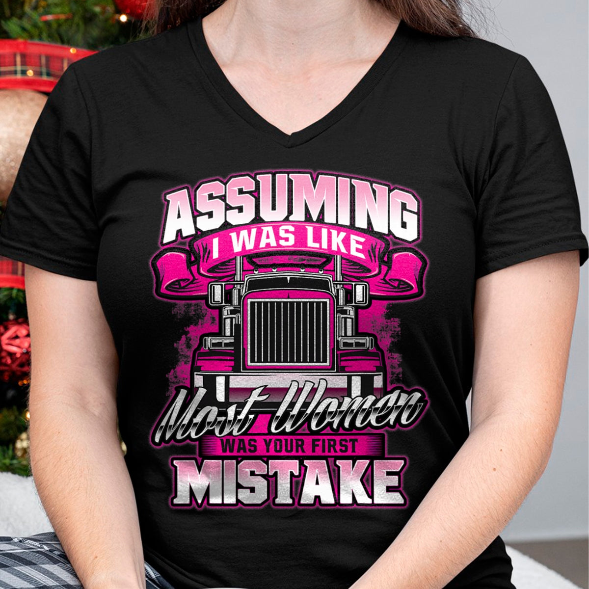Best Truck Driver Life Shirt, Funny Trucker UnisexT-Shirt/Hoodie/Sweatshirt HLT00 - First Mistake - Female Semi Truck Driver Trucker Trucking T-Shirt