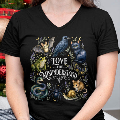 Cat Love Shirt, Funny Cat Lover Gift UnisexT-Shirt/Hoodie/Sweatshirt HLT00 - Love The Misunderstood Bat Frog Raven Snake Cat Moth Spider T-Shirt