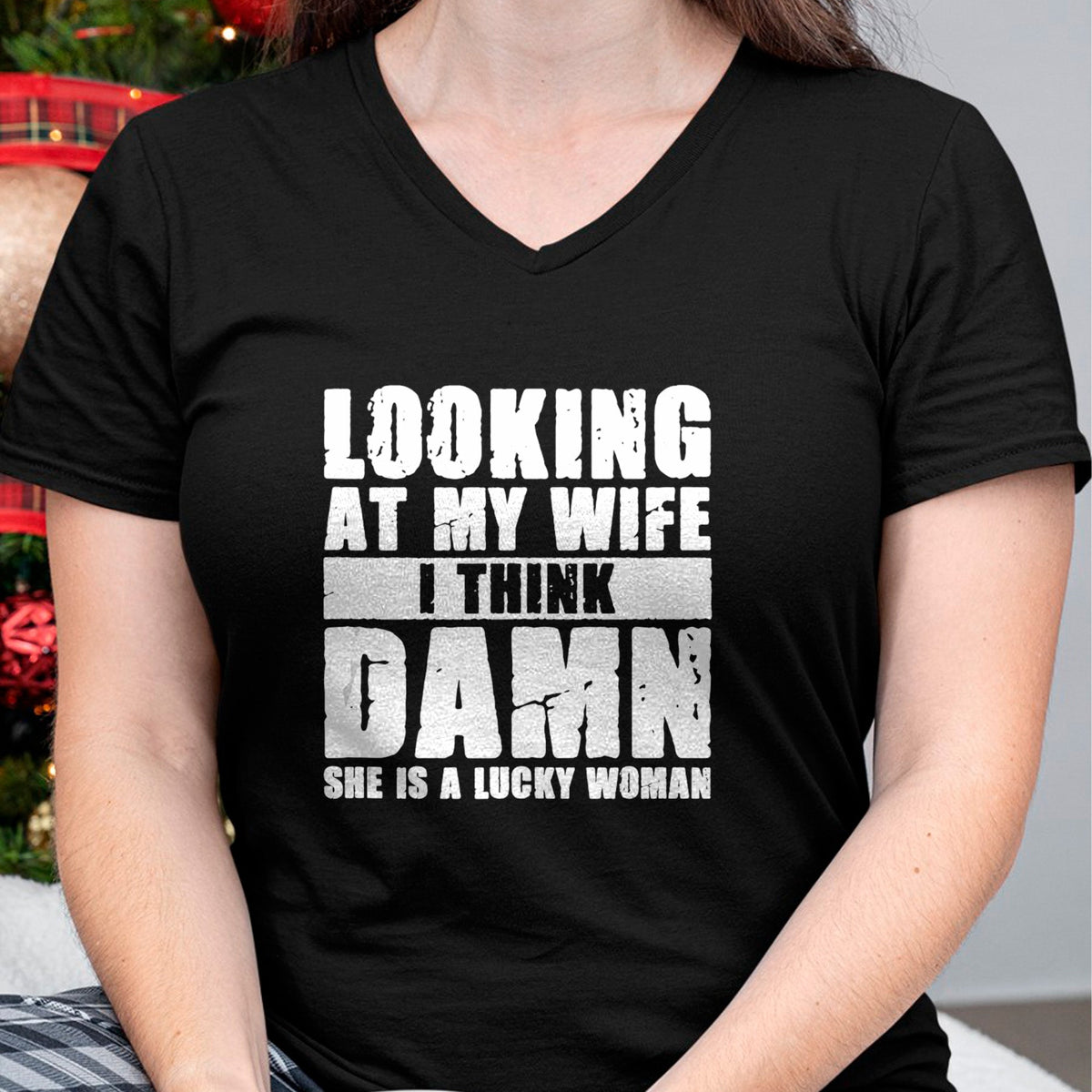 Best Wife Shirt, Wife and Husband Unisex T-Shirt/Hoodie/Sweatshirt HLT00 - Gift for wife T shirt, lucky wife   She is a Lucky Woman - Anniversary Gift - Wife & Husband Tank To (1)