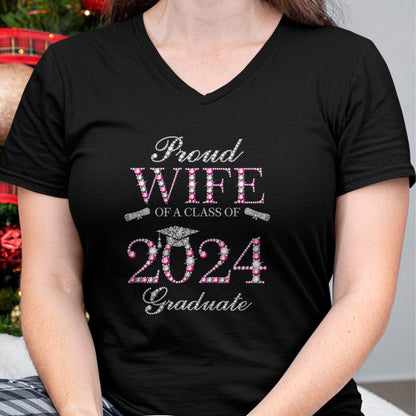 Best Wife Shirt, Wife and Husband Unisex T-Shirt/Hoodie/Sweatshirt HLT00 - Gift for wife T shirt, lucky wife   Proud Wife of a Class of 2024 Graduate T-Shirt