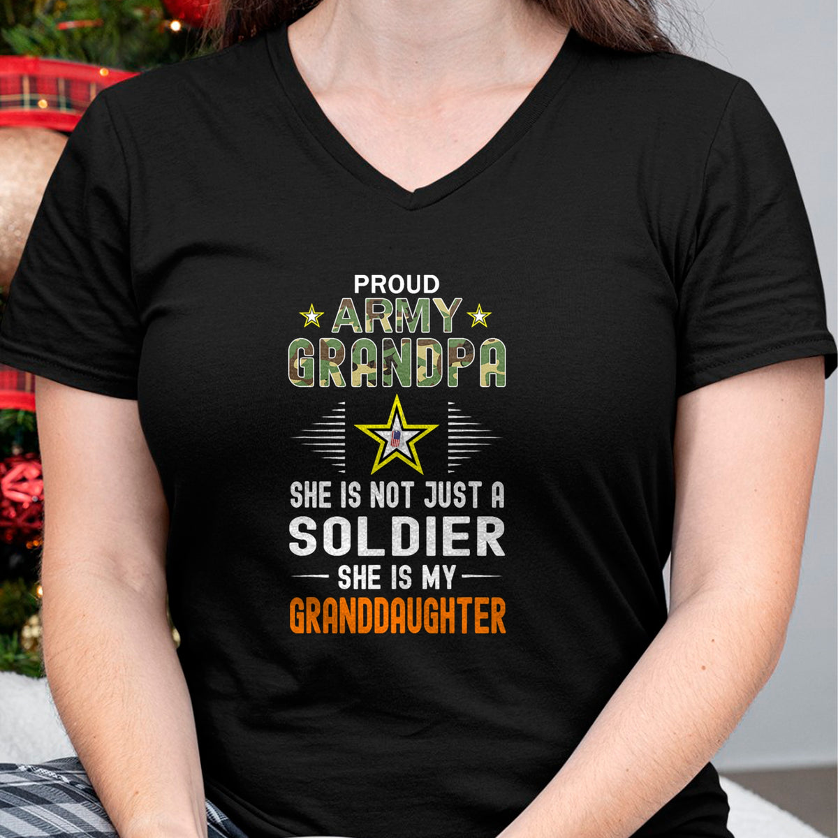 Best Grandpa Shirt, Proud Grandpa Unisex T-Shirt/Hoodie/Sweatshirt HLT00 - She Is A Soldier & Is My Granddaughter-Proud Army Grandpa T-Shirt