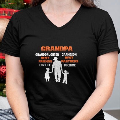 Best Grandpa Shirt, Proud Grandpa Unisex T-Shirt/Hoodie/Sweatshirt HLT00 - Grandpa Granddaughter Best Friends Grandson Best Partners T-Shirt (1)