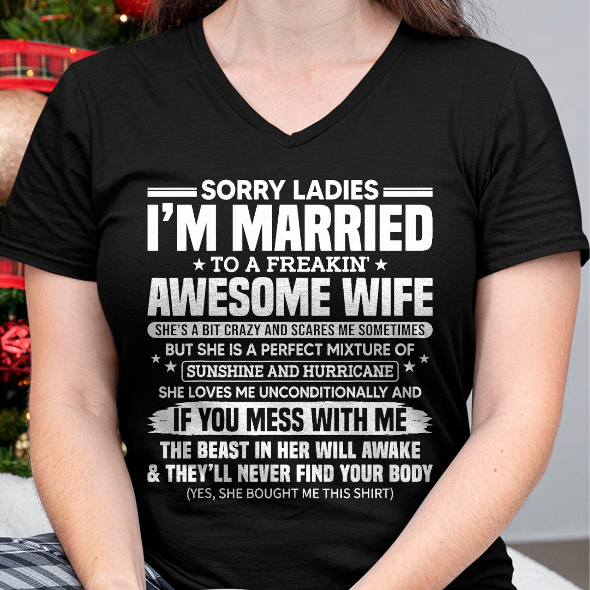 Best Husband Shirt, Wife and Husband Unisex T-Shirt/Hoodie/Sweatshirt HLT00 - Sorry Ladies I_m Married to A Freakin_ Awesome Wife Gift T-Shirt (2)