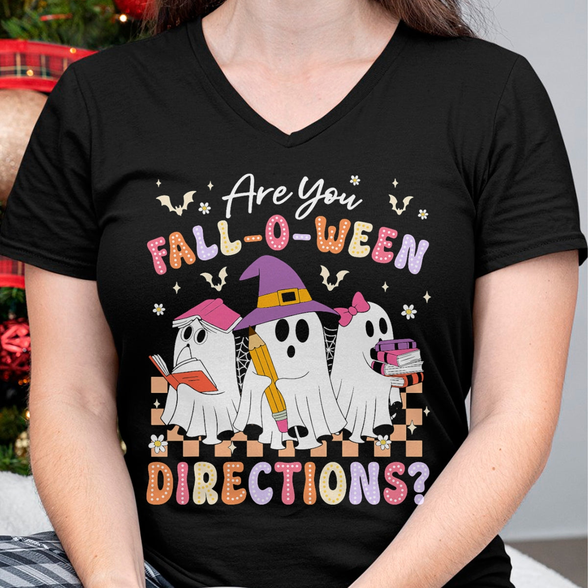 Best Teacher Shirt, Funny Teacher UnisexT-Shirt/Hoodie/Sweatshirt HLT00 - are You Fall O Ween Directions Funny Teacher Halloween Ghost T-Shirt