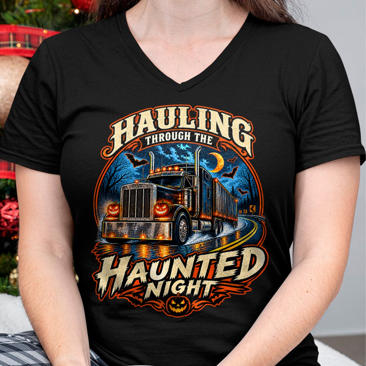 Best Truck Driver Life Shirt, Funny Trucker UnisexT-Shirt/Hoodie/Sweatshirt HLT00 - Halloween Trucker Haunted Highway Semi Truck Driver Spooky T-Shirt