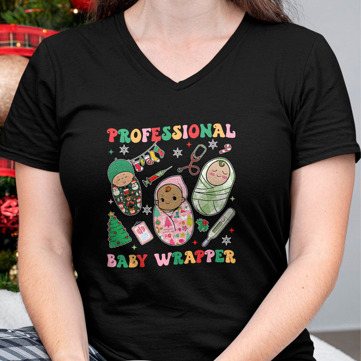 Funny Nurse Shirt, Nurse Unisex T-Shirt/Hoodie/Sweatshirt HLT00 - Professional Baby Wrappers NICU Mother Baby Nurse Christmas T-Shirt
