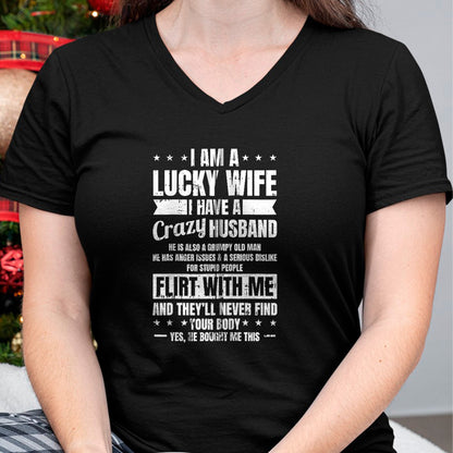 Best Wife Shirt, Wife and Husband Unisex T-Shirt/Hoodie/Sweatshirt HLT00 - Gift for wife T shirt, lucky wife   I Am A Lucky Wife Fathers Day Funny Sarcastic Women Zip Hoodie (1)