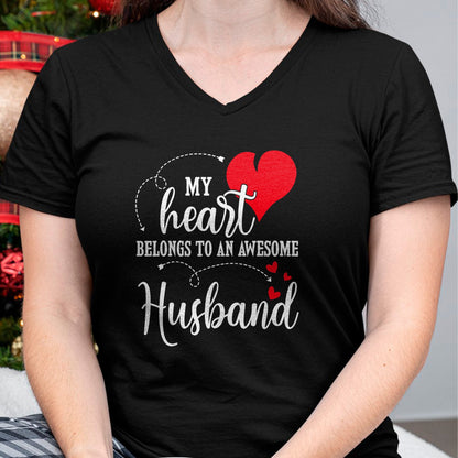 Best Wife Shirt, Wife and Husband Unisex T-Shirt/Hoodie/Sweatshirt HLT00 - My Heart Belongs To An Awesome Husband T-Shirt