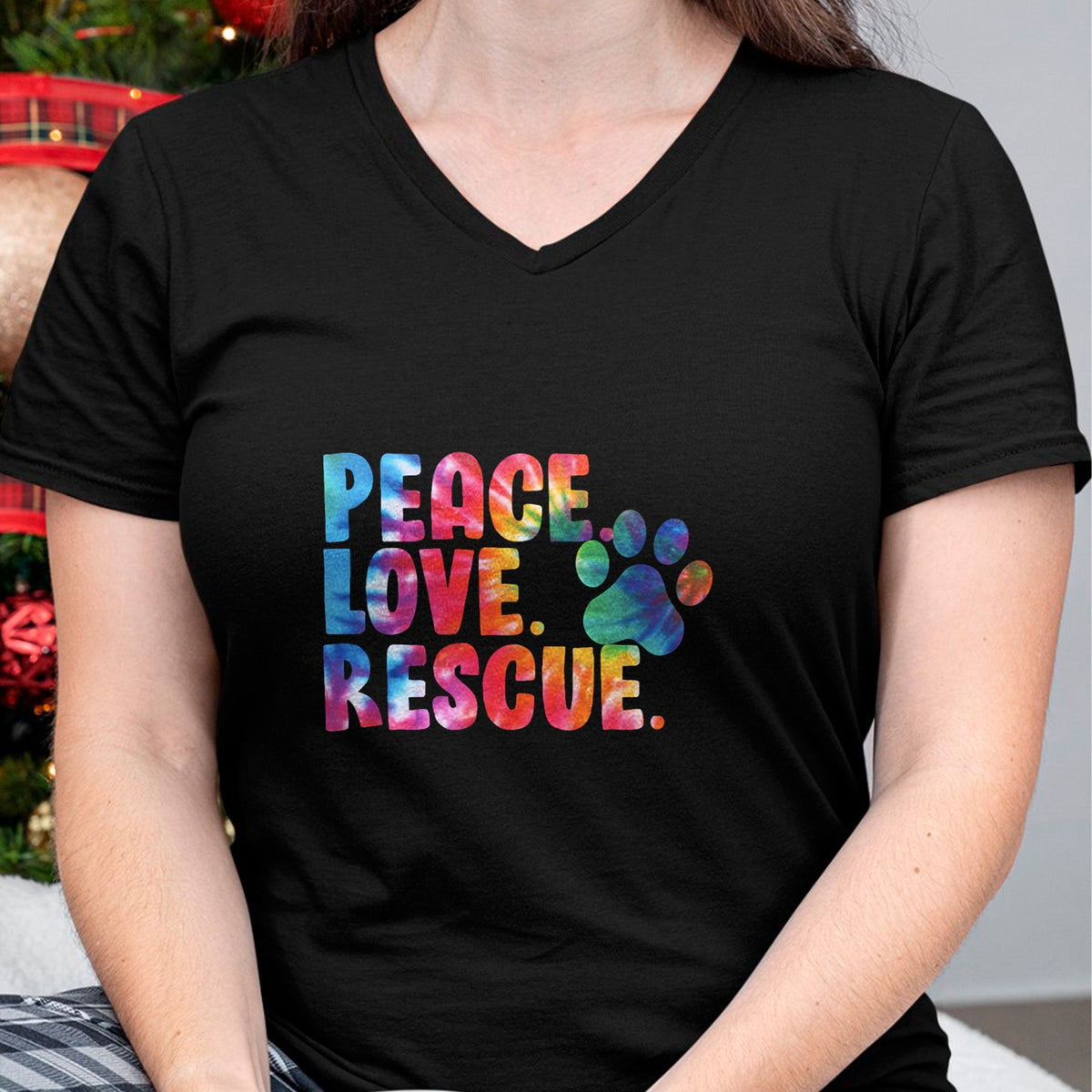 Dog Love Shirt, Dog Lover Gift T-Shirt/Hoodie/Sweatshirt HLT00 - Peace Love Rescue Dog Lover Parent Adopted Tie Dye T-Shirt