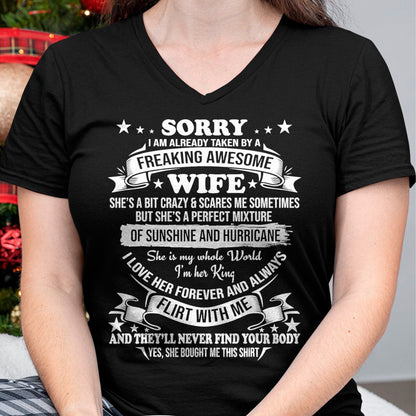 Best Husband Shirt, Wife and Husband Unisex T-Shirt/Hoodie/Sweatshirt HLT00 - Sorry I am already taken by awesome Wife Valentine Day T-Shirt