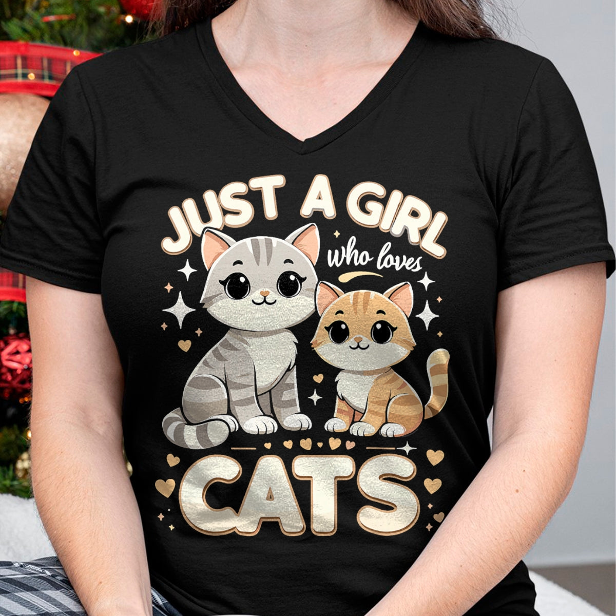 Cat Love Shirt, Funny Cat Lover Gift UnisexT-Shirt/Hoodie/Sweatshirt HLT00 - Cute Cat Just A Girl Who Loves Cats T-Shirt