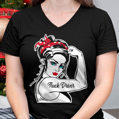 Best Truck Driver Life Shirt, Funny Trucker UnisexT-Shirt/Hoodie/Sweatshirt HLT00 - Female Truck Driver Rosie The Riveter Pin Up Girl Truck T-Shirt