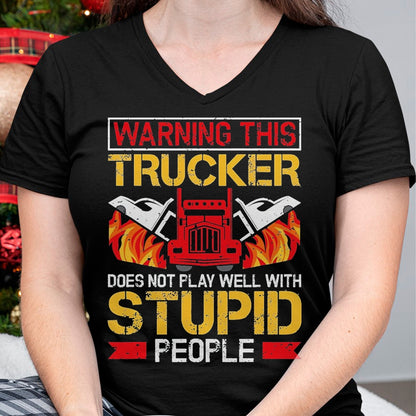 Best Truck Driver Life Shirt, Funny Trucker UnisexT-Shirt/Hoodie/Sweatshirt HLT00 - Funny Trucker Warning Semi Truck Driver Trucker T-Shirt, Men, Black, Large
